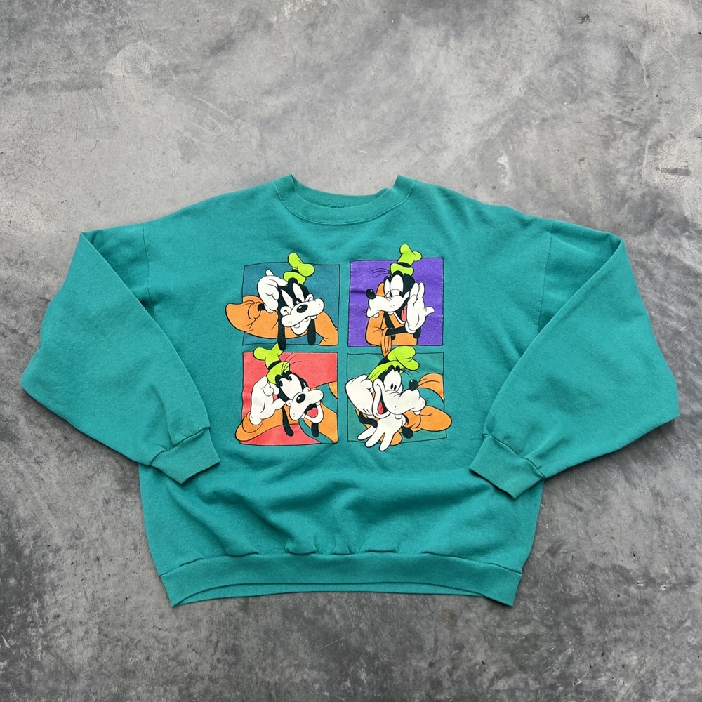 Vintage Disney Crewneck Sweater‎ One Size Teal Pullover Goofy 90's Retro Y2K USA